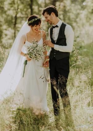 Spaghetti Straps Ivory Chiffon Simple Summer Wedding Dress